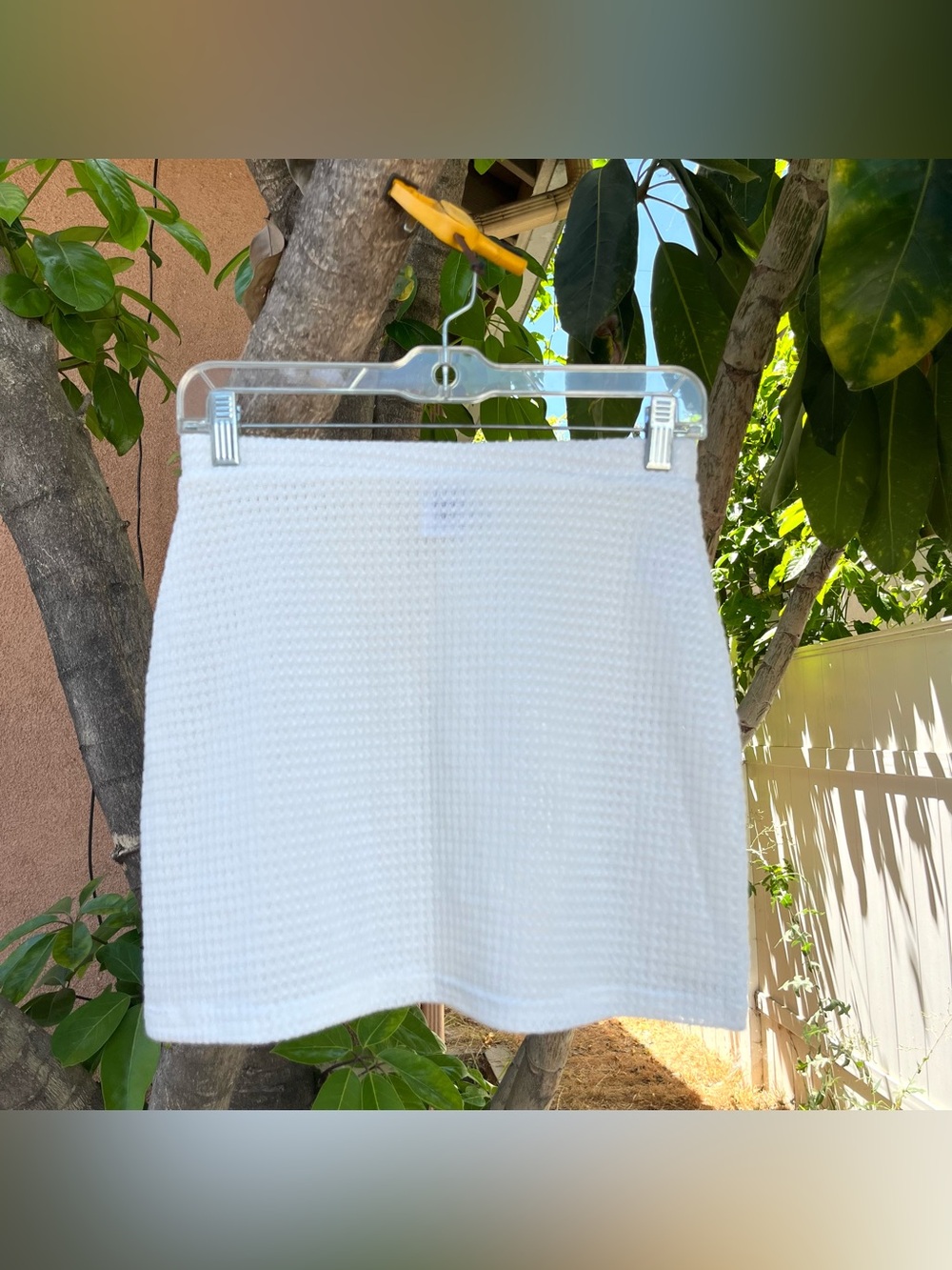 Princess Polly White Beachy Waffle Knit Mini Skirt 🤍 .